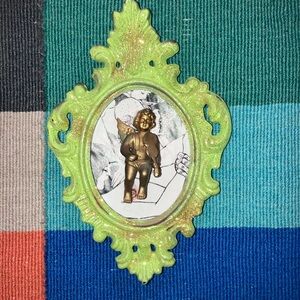 Green and Gold Angel Mixed Media Art